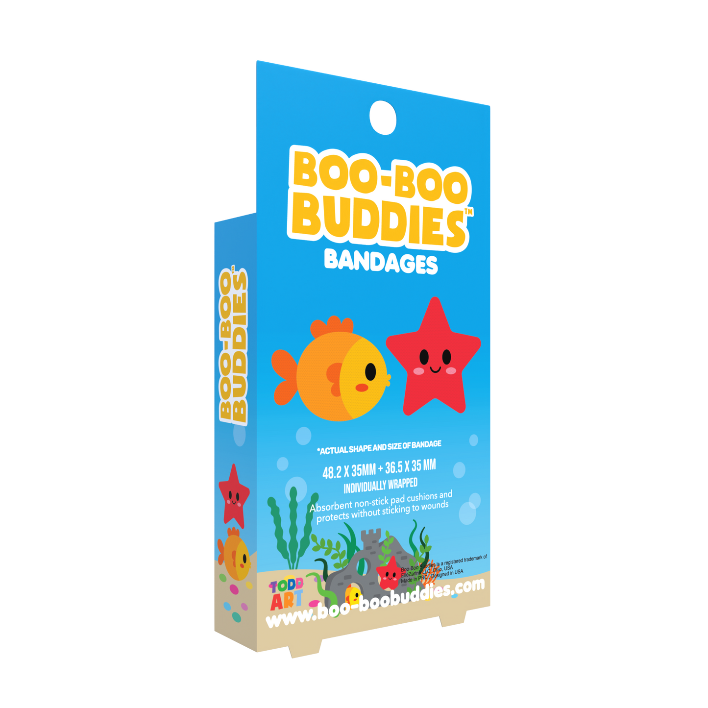Kids Bandages – Goldfish + Starfish (24 Count, Latex-Free)