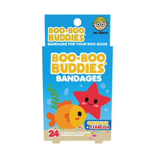 Kids Bandages – Goldfish + Starfish (24 Count, Latex-Free)