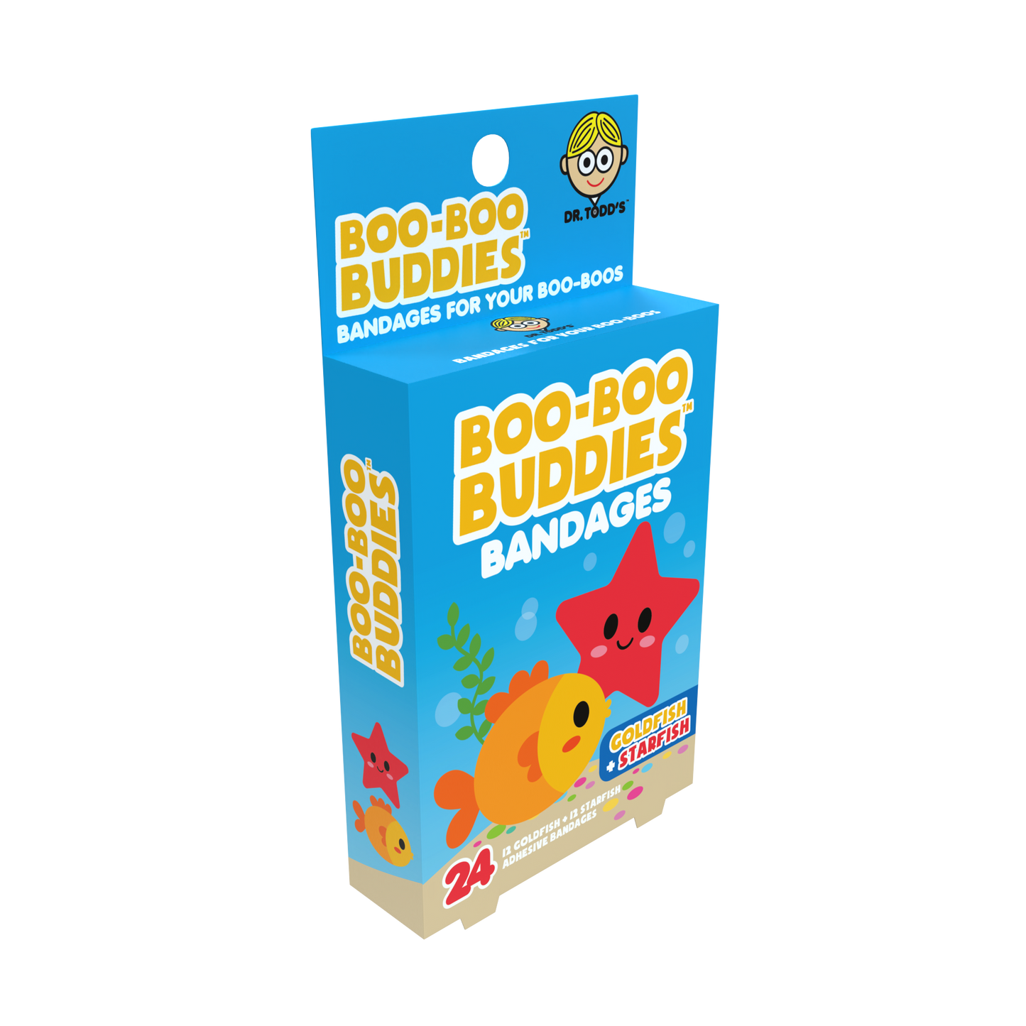 Kids Bandages – Goldfish + Starfish (24 Count, Latex-Free)