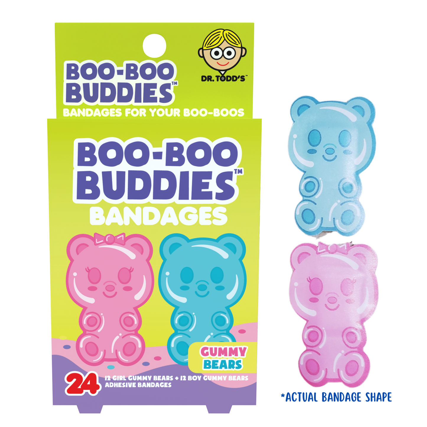 Kids Bandages – Gummy Bears (24 Count, Latex-Free)