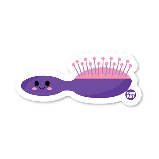 Hair Brush - 3" Art Sticker