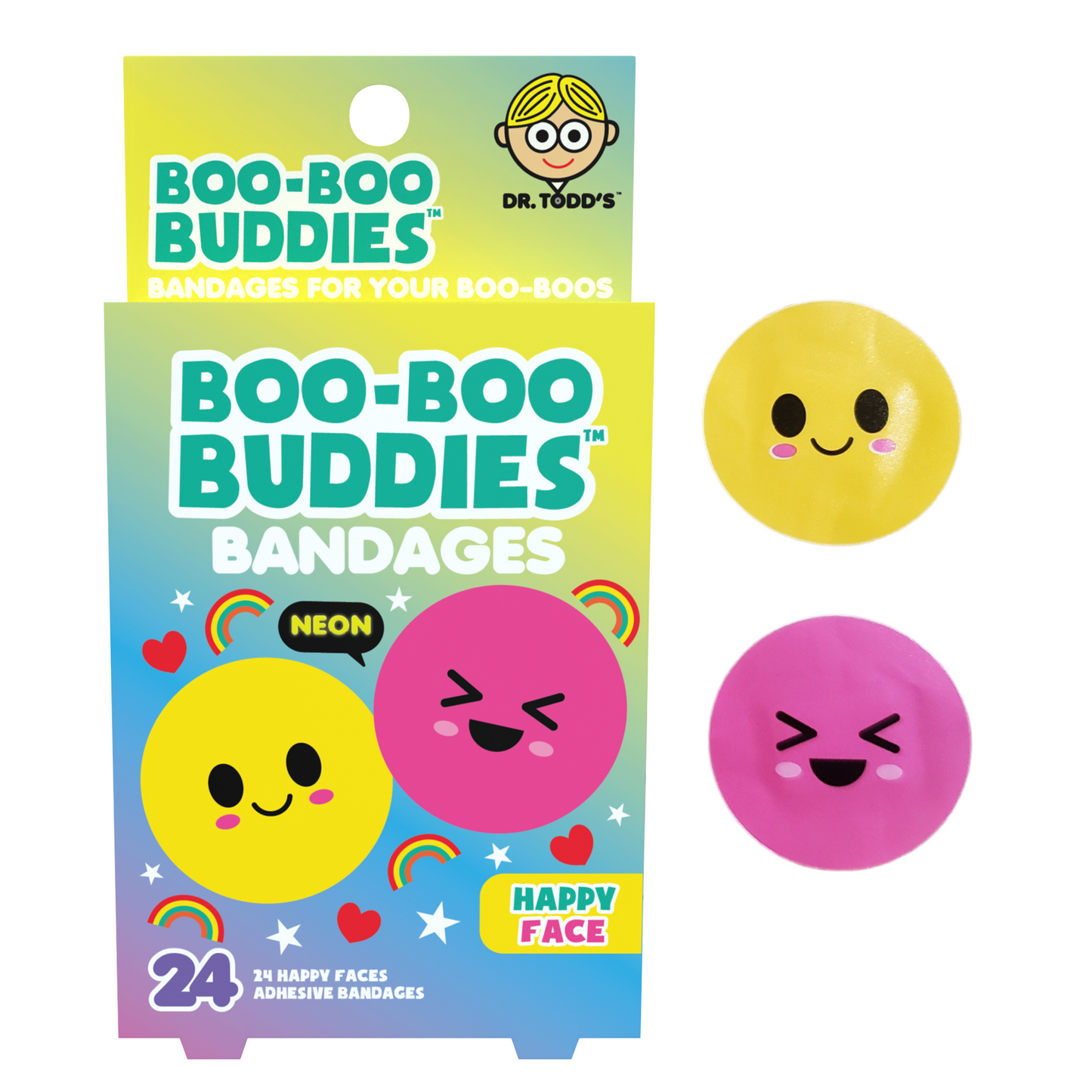 Kids Bandages – Happy Faces (24 Count, Latex-Free)