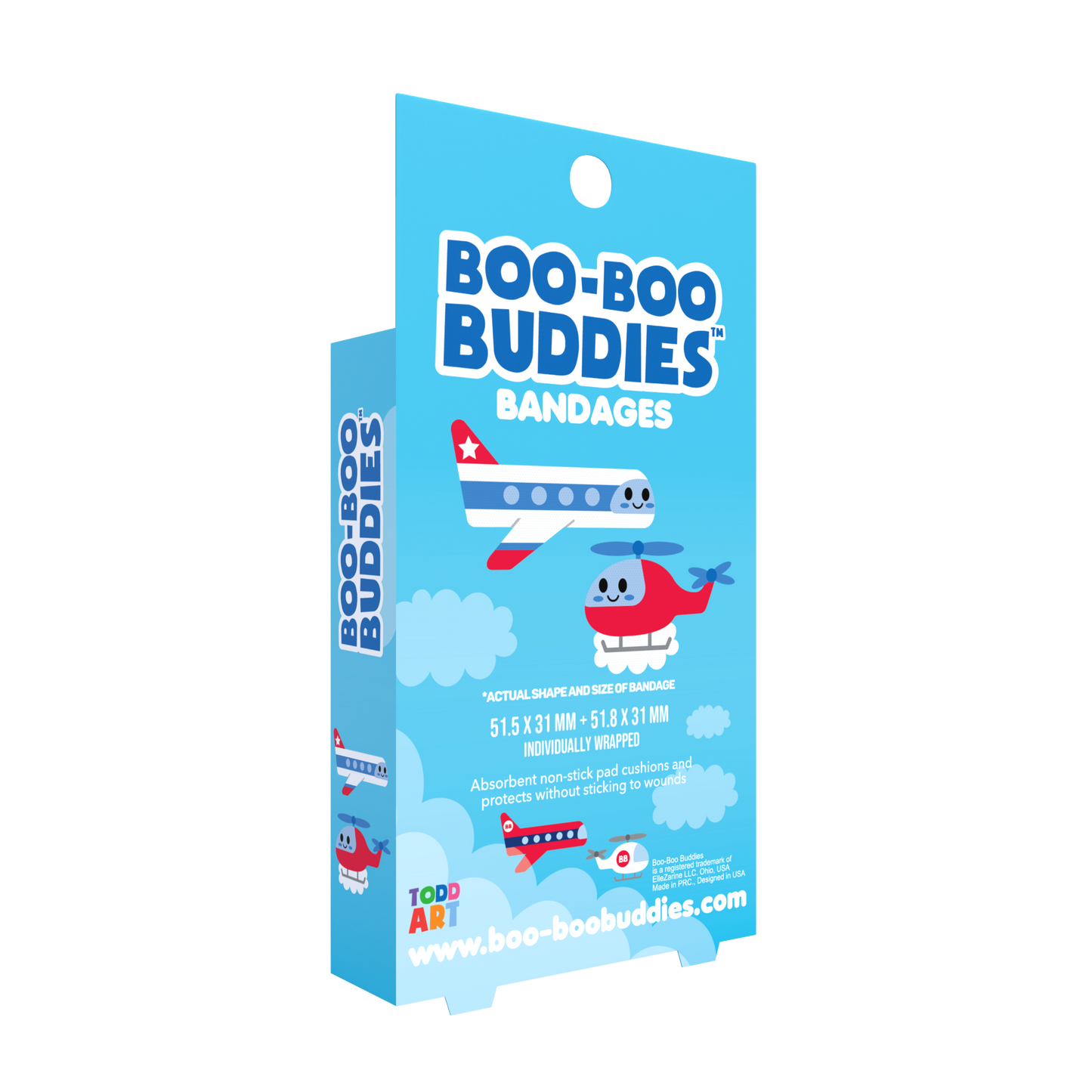 Kids Bandages – Helicopter + Plane (24 Count, Latex-Free)