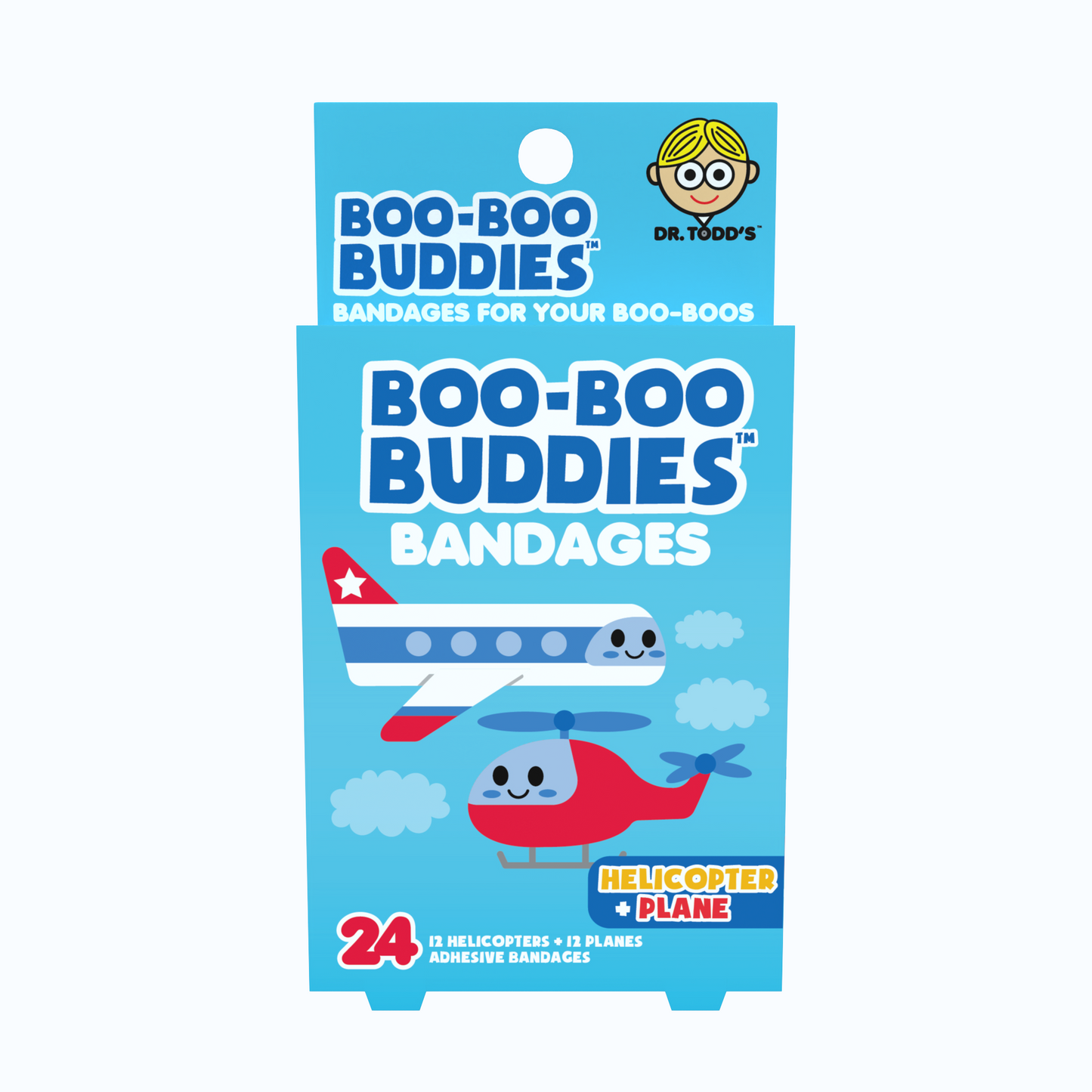 Kids Bandages – Helicopter + Plane (24 Count, Latex-Free)