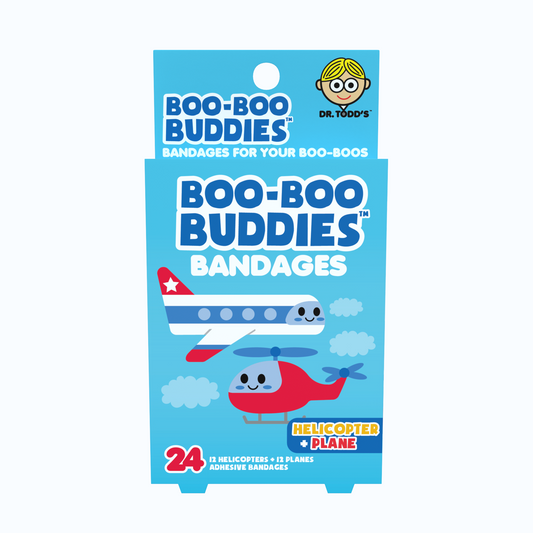 Kids Bandages – Helicopter + Plane (24 Count, Latex-Free)