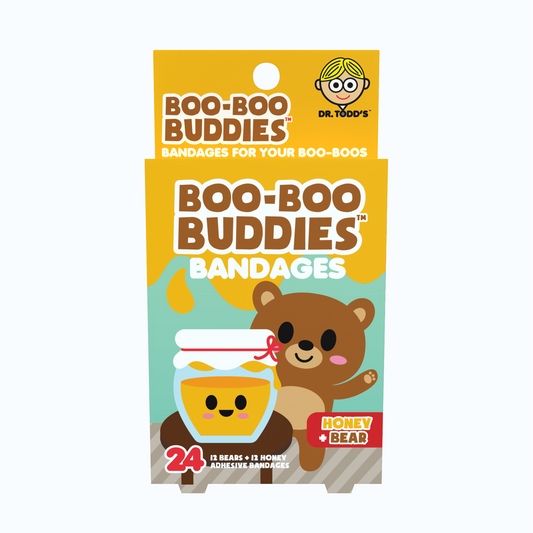 Kids Bandages – Honey + Bear (24 Count, Latex-Free)