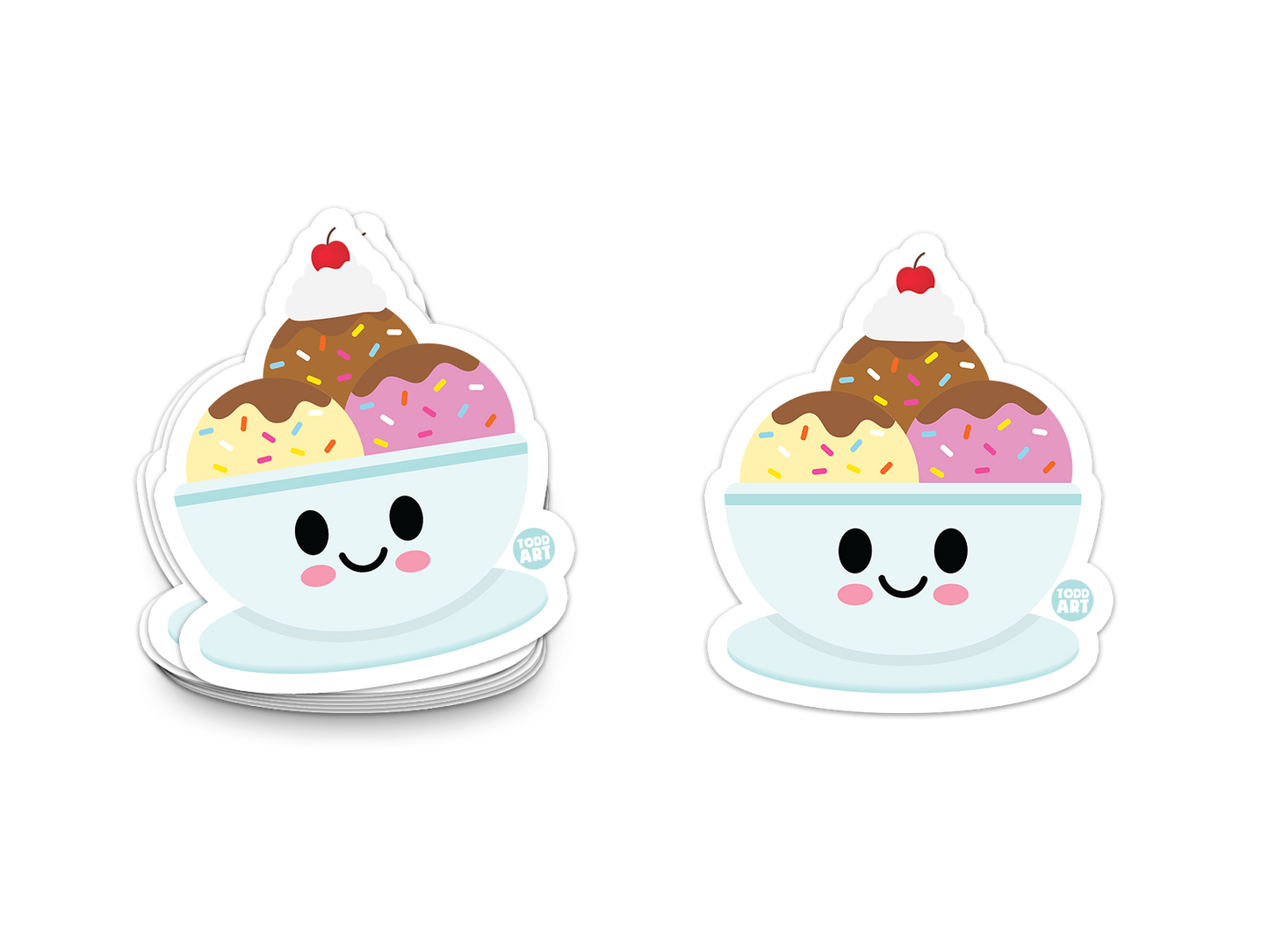 Ice Cream Hot Fudge Sundae - 3" Art Sticker