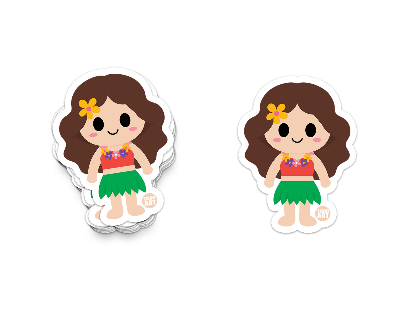 Hula Girl - 3" Art Sticker