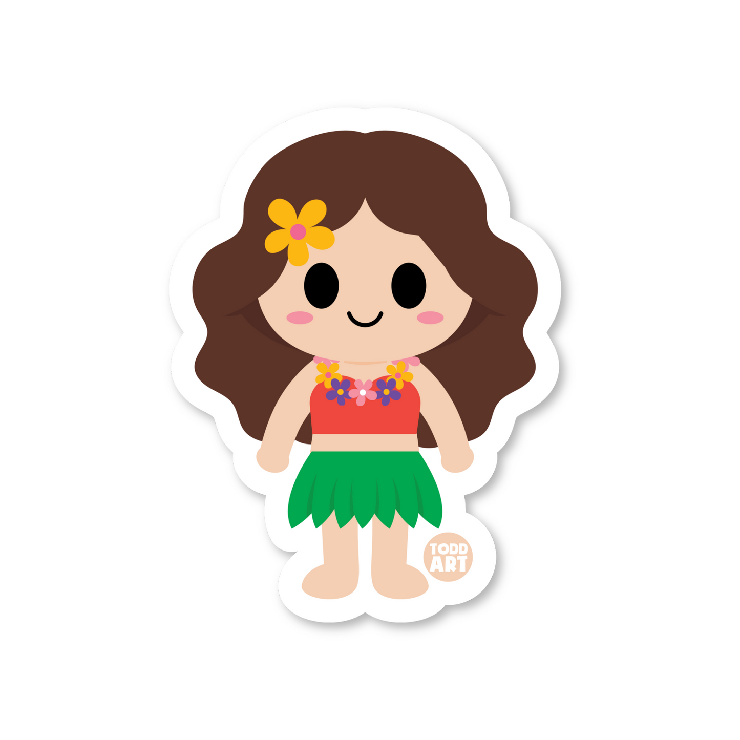 Hula Girl - 3" Art Sticker