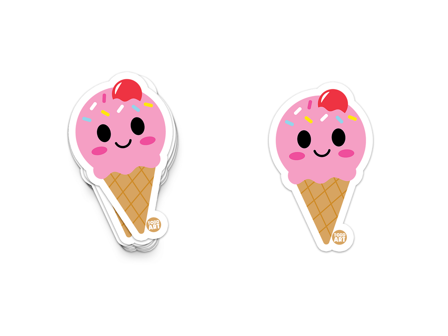 Ice Cream Cone - 3" Art Sticker