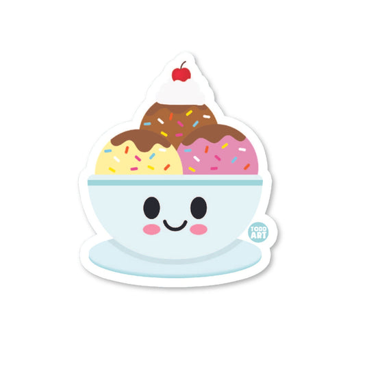 Ice Cream Hot Fudge Sundae - 3" Art Sticker