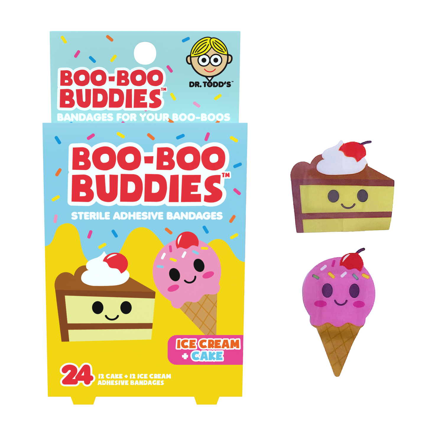 Kids Bandages – Ice Cream + Cake (24 Count, Latex-Free)
