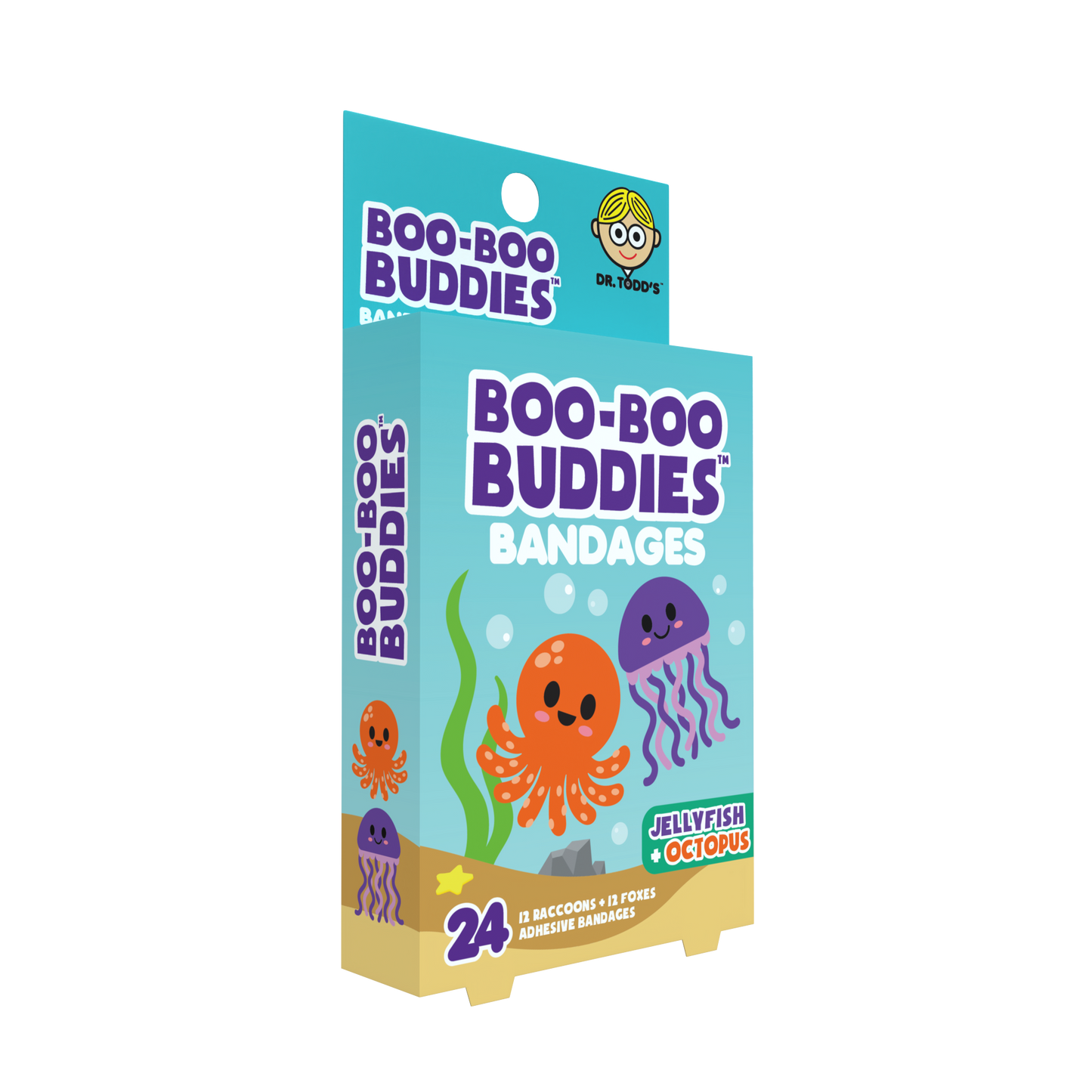 Kids Bandages – Octopus + Jellyfish (24 Count, Latex-Free)