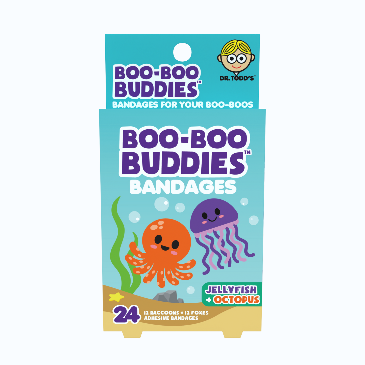Kids Bandages – Octopus + Jellyfish (24 Count, Latex-Free)
