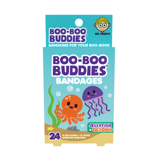 Kids Bandages – Octopus + Jellyfish (24 Count, Latex-Free)