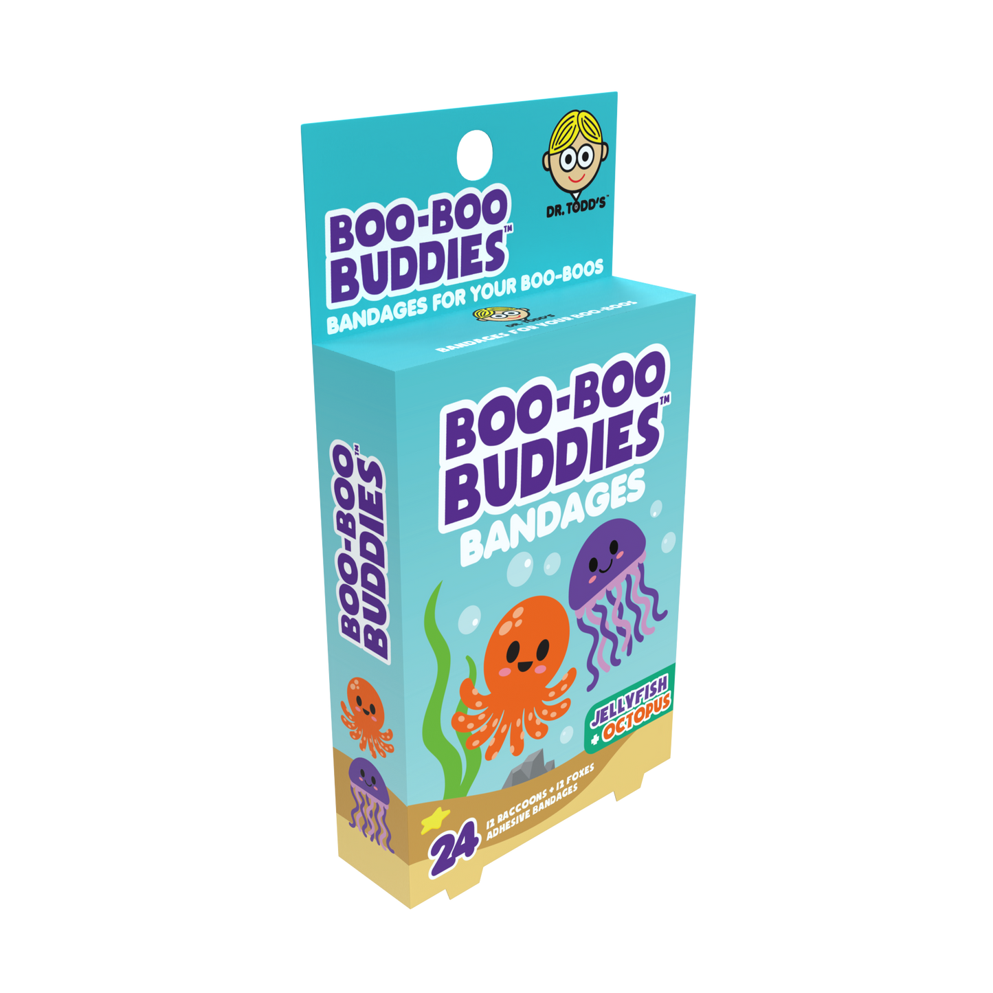 Kids Bandages – Octopus + Jellyfish (24 Count, Latex-Free)