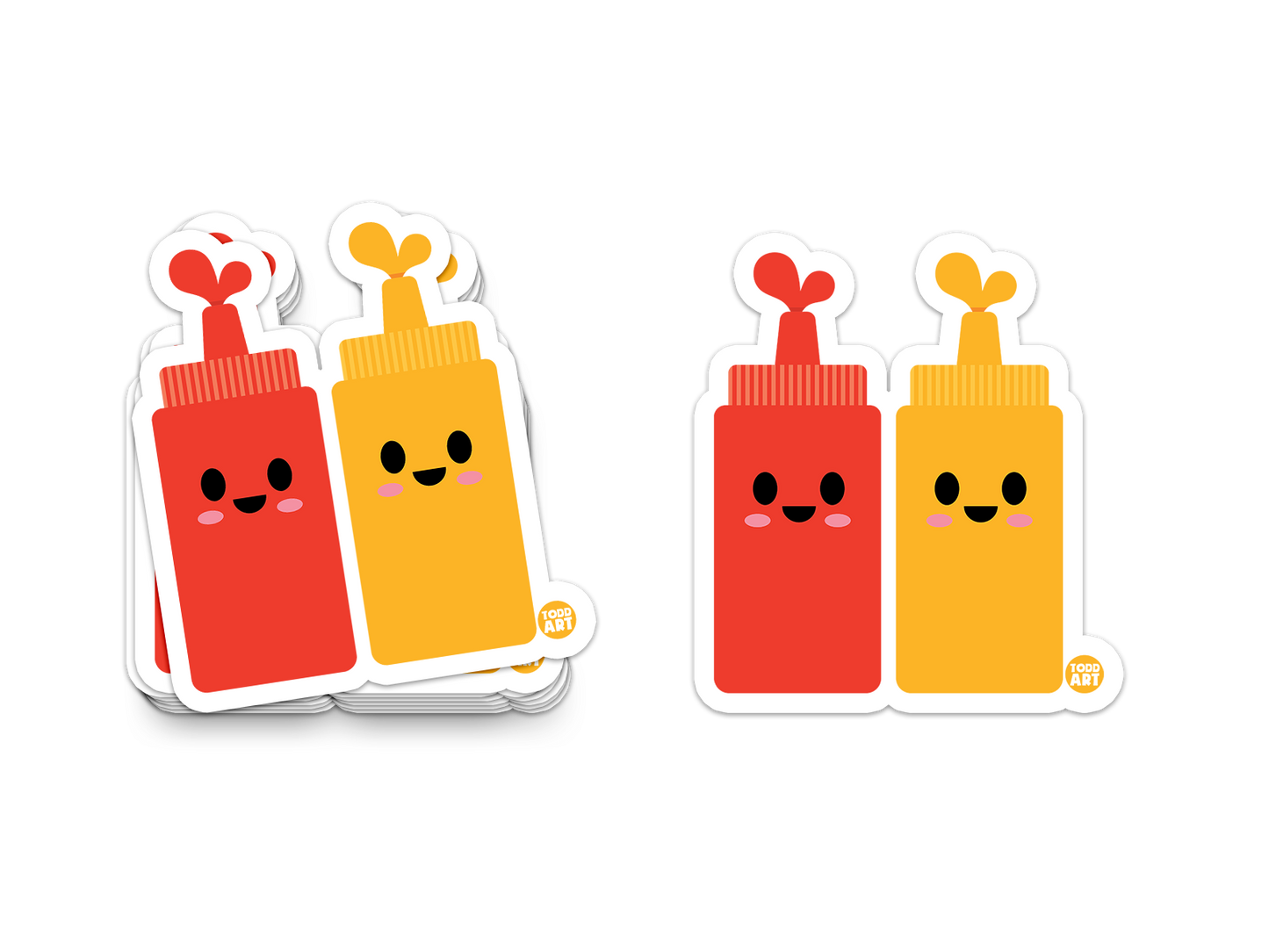 Ketchup and Mustard Bottle - 3" Art Sticker