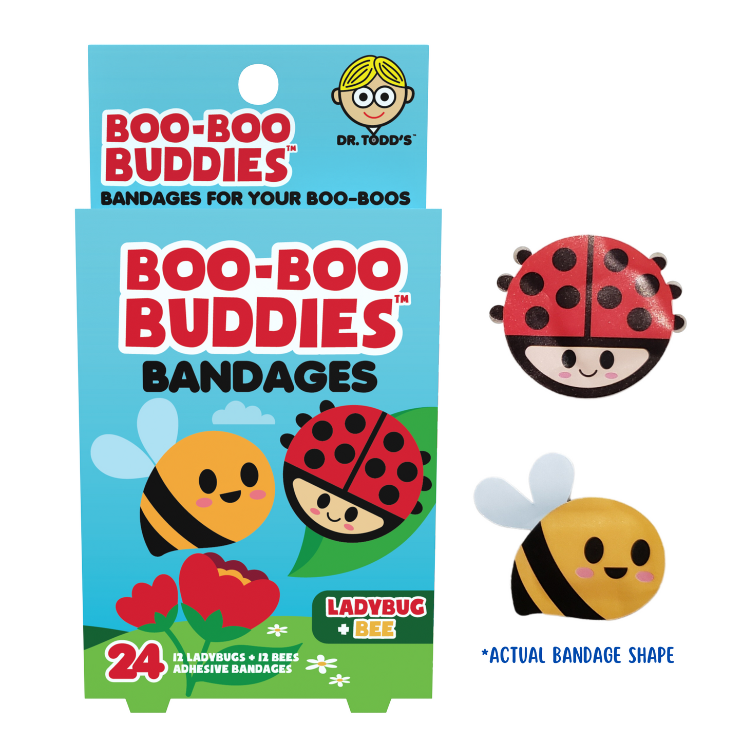 Kids Bandages – Ladybug + Bee (24 Count, Latex-Free)
