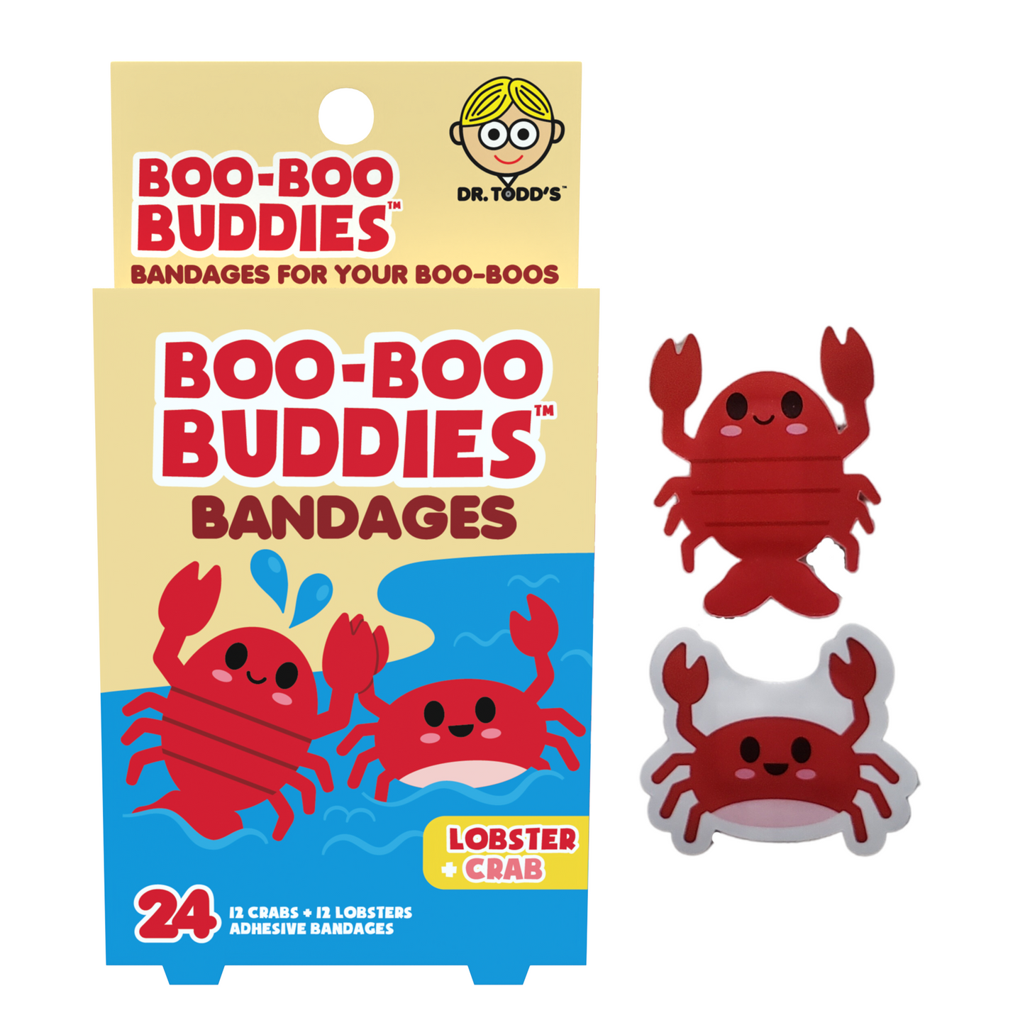 Kids Bandages – Lobster + Crab (24 Count, Latex-Free)