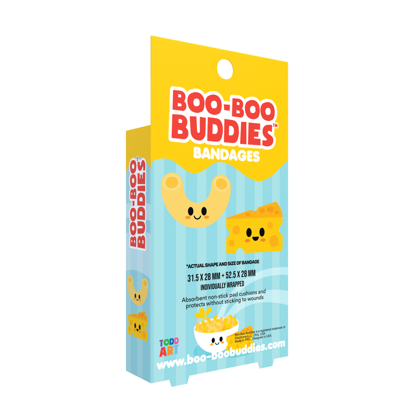 Kids Bandages – Mac + Cheese (24 Count, Latex-Free)