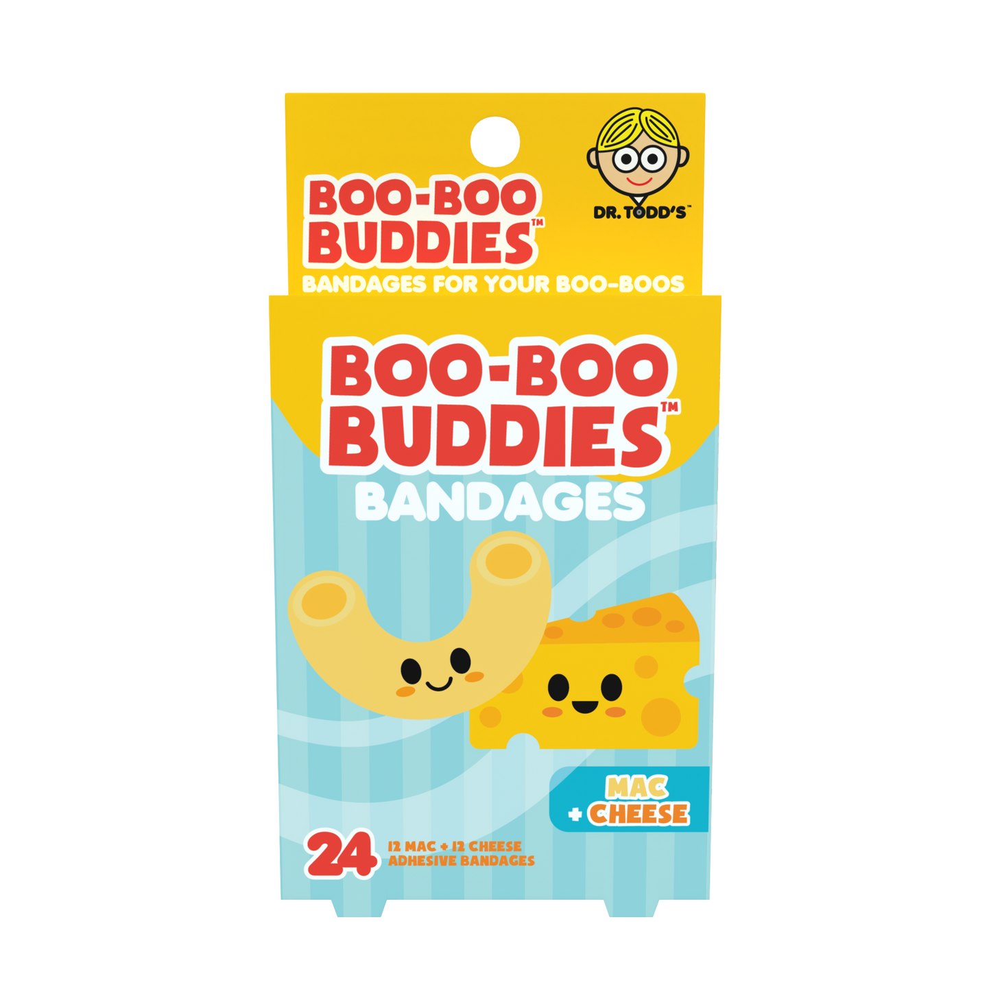 Kids Bandages – Mac + Cheese (24 Count, Latex-Free)