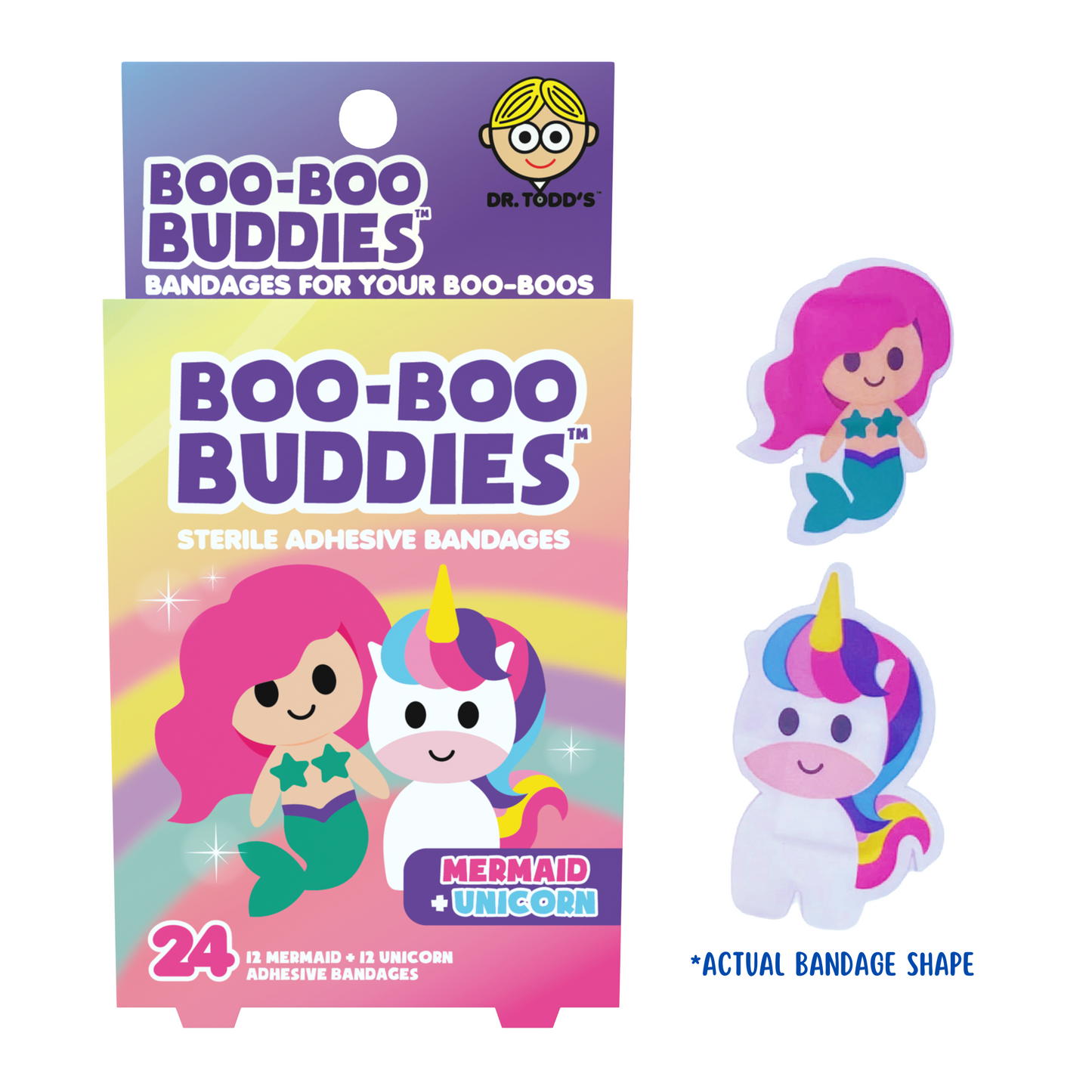 Kids Bandages – Mermaid + Unicorn (24 Count, Latex-Free)
