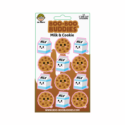 Fun 1-inch vinyl stickers with happy cookies and milk—great for decorating water bottles, school supplies, crafts, and gift bags.