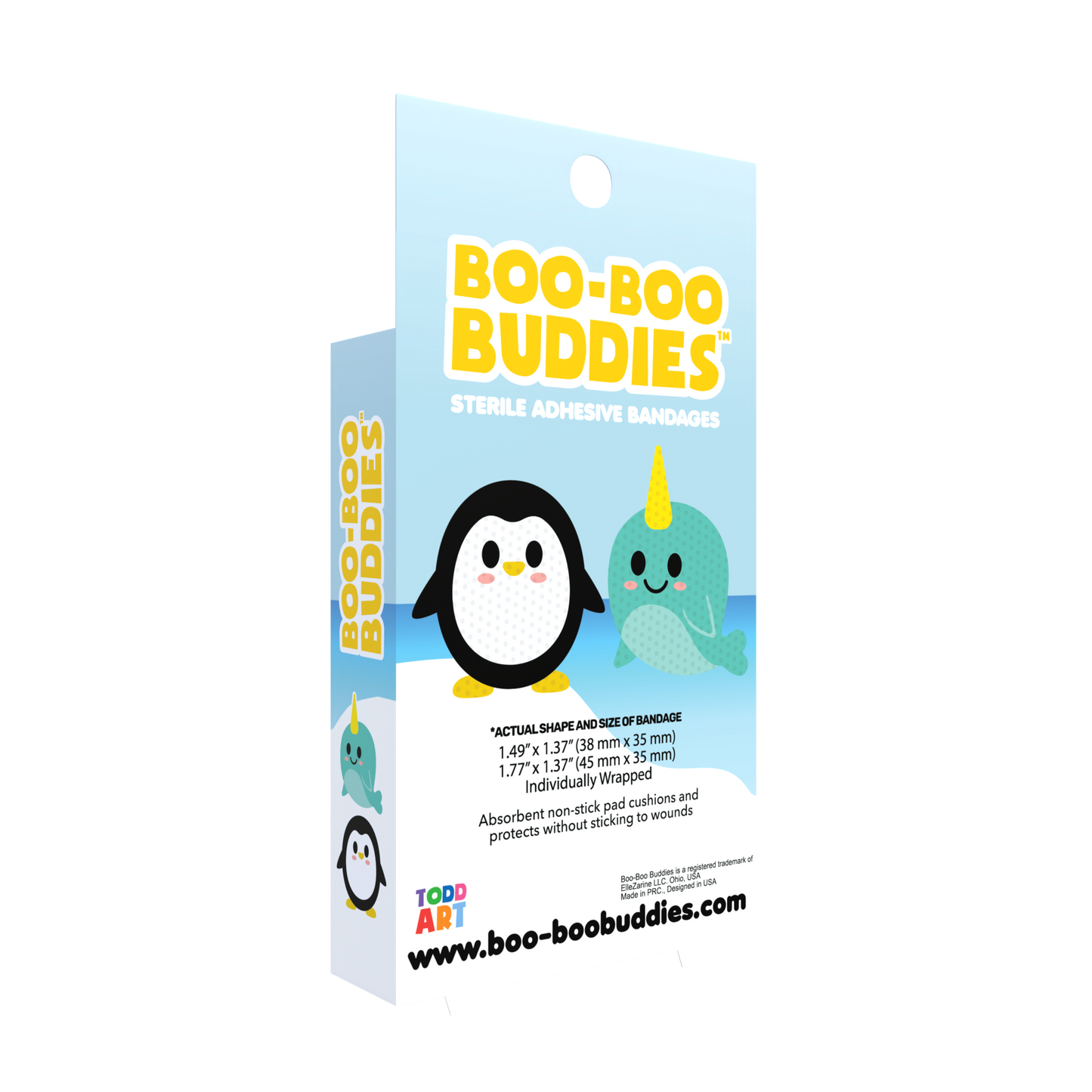 Kids Bandages – Narwhal + Penguin (24 Count, Latex-Free)