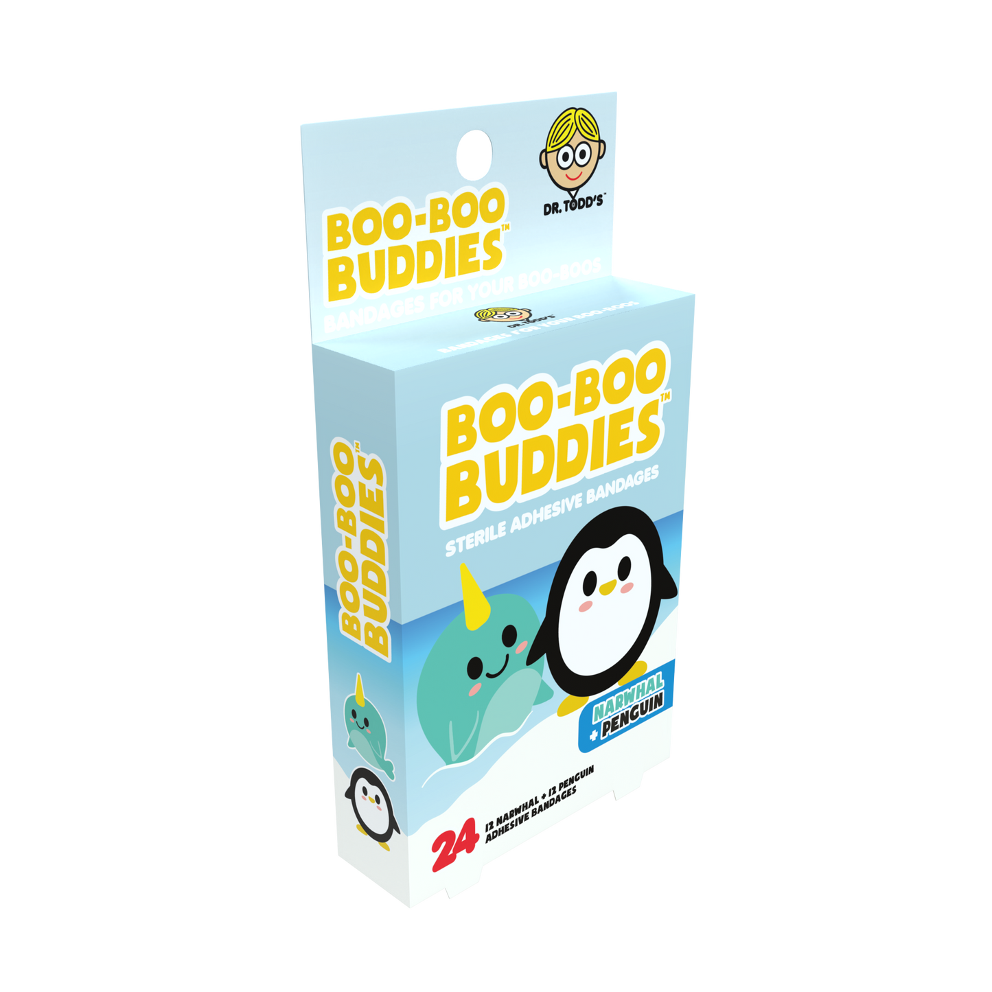 Kids Bandages – Narwhal + Penguin (24 Count, Latex-Free)