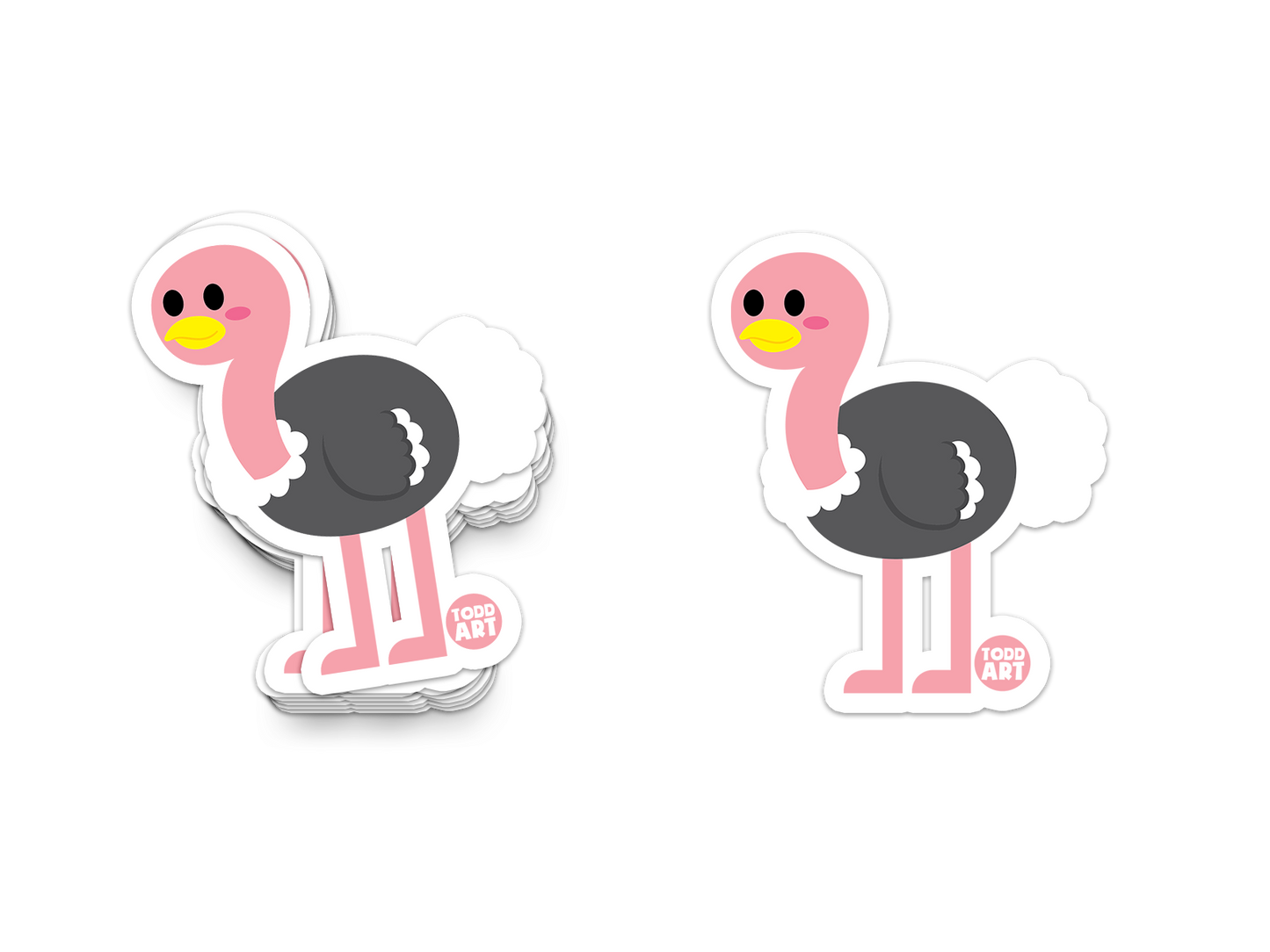 Ostrich - 3" Art Sticker