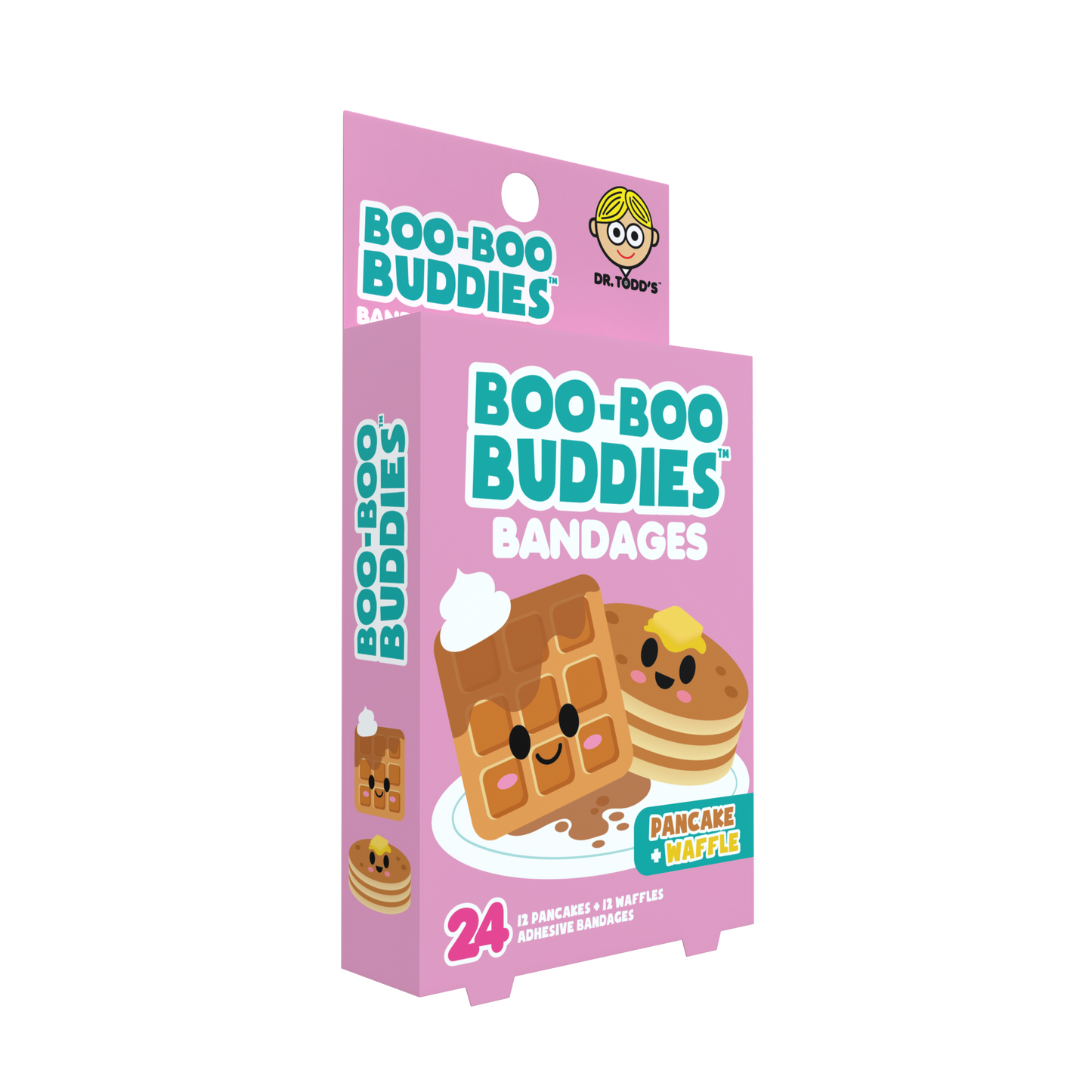 Pancake & Waffle Bandages for Kids – Waterproof, Latex-Free, 24 Count