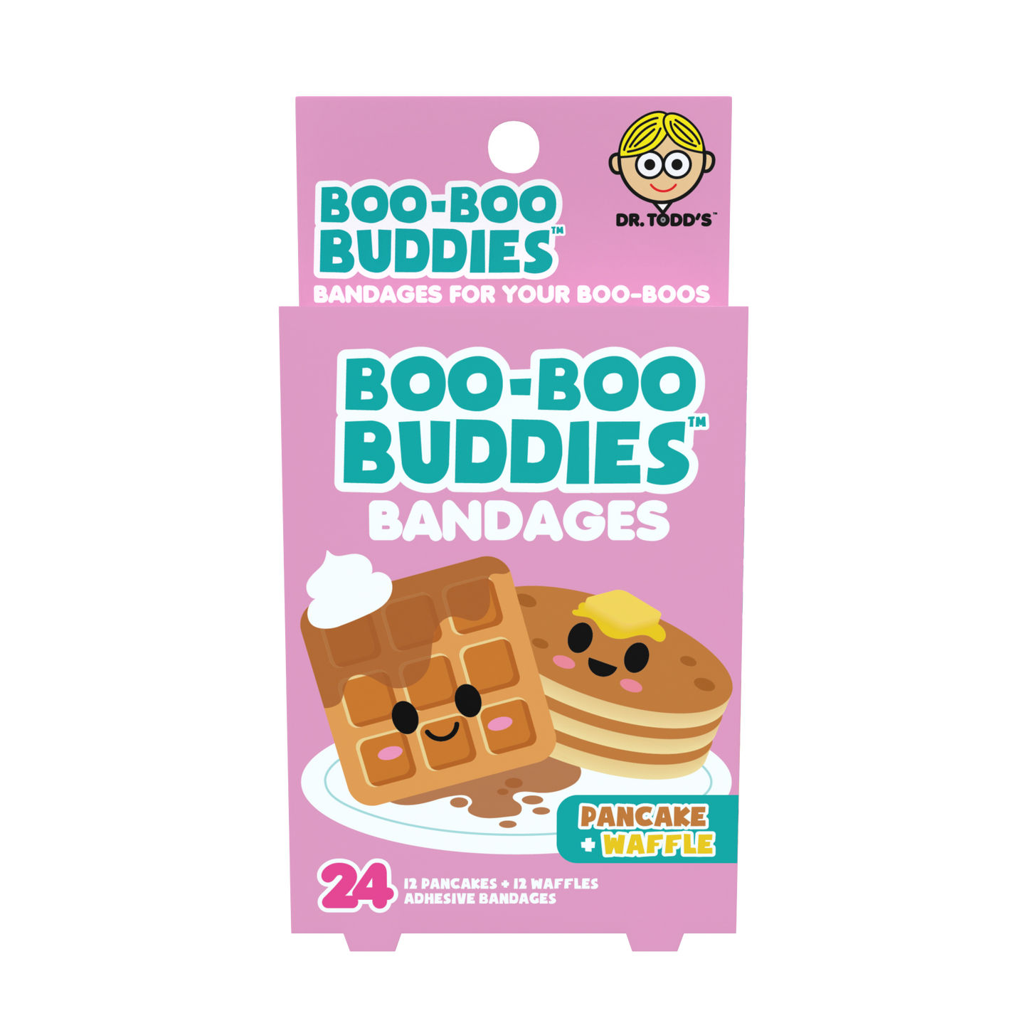Pancake & Waffle Bandages for Kids – Waterproof, Latex-Free, 24 Count