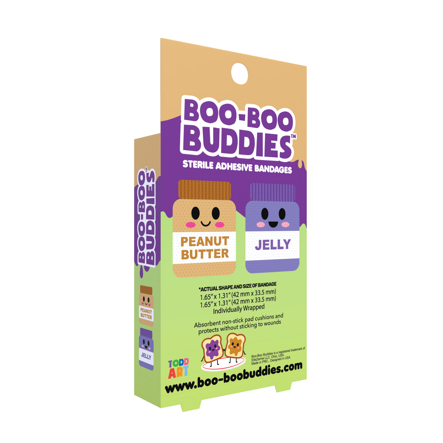 Kids Bandages – Peanut Butter + Jelly (24 Count, Latex-Free)