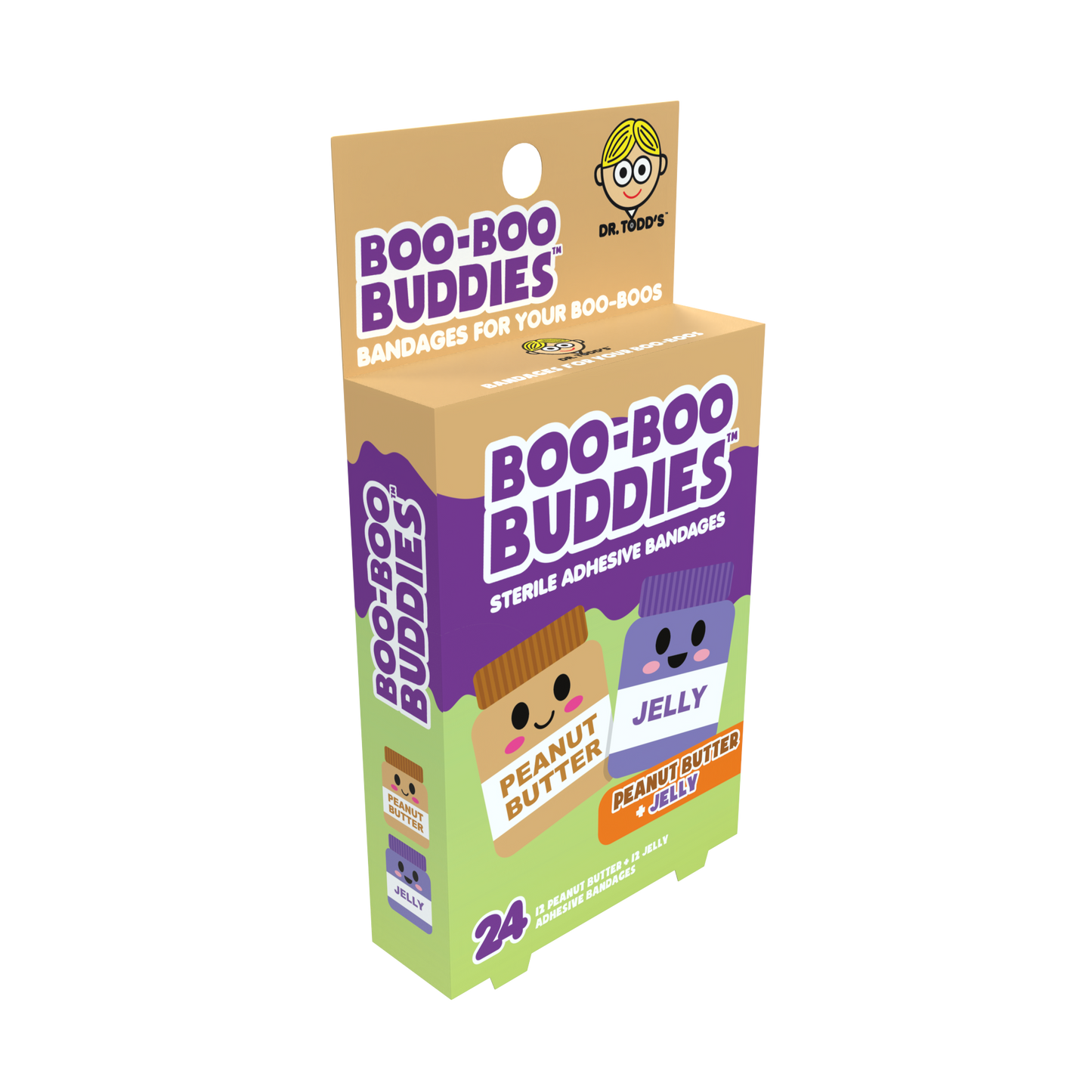 Kids Bandages – Peanut Butter + Jelly (24 Count, Latex-Free)