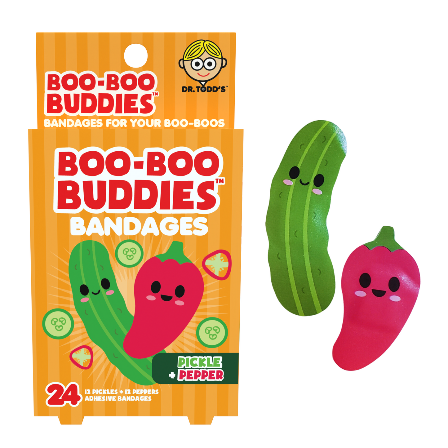 Kids Bandages – Pickle + Pepper (24 Count, Latex-Free)