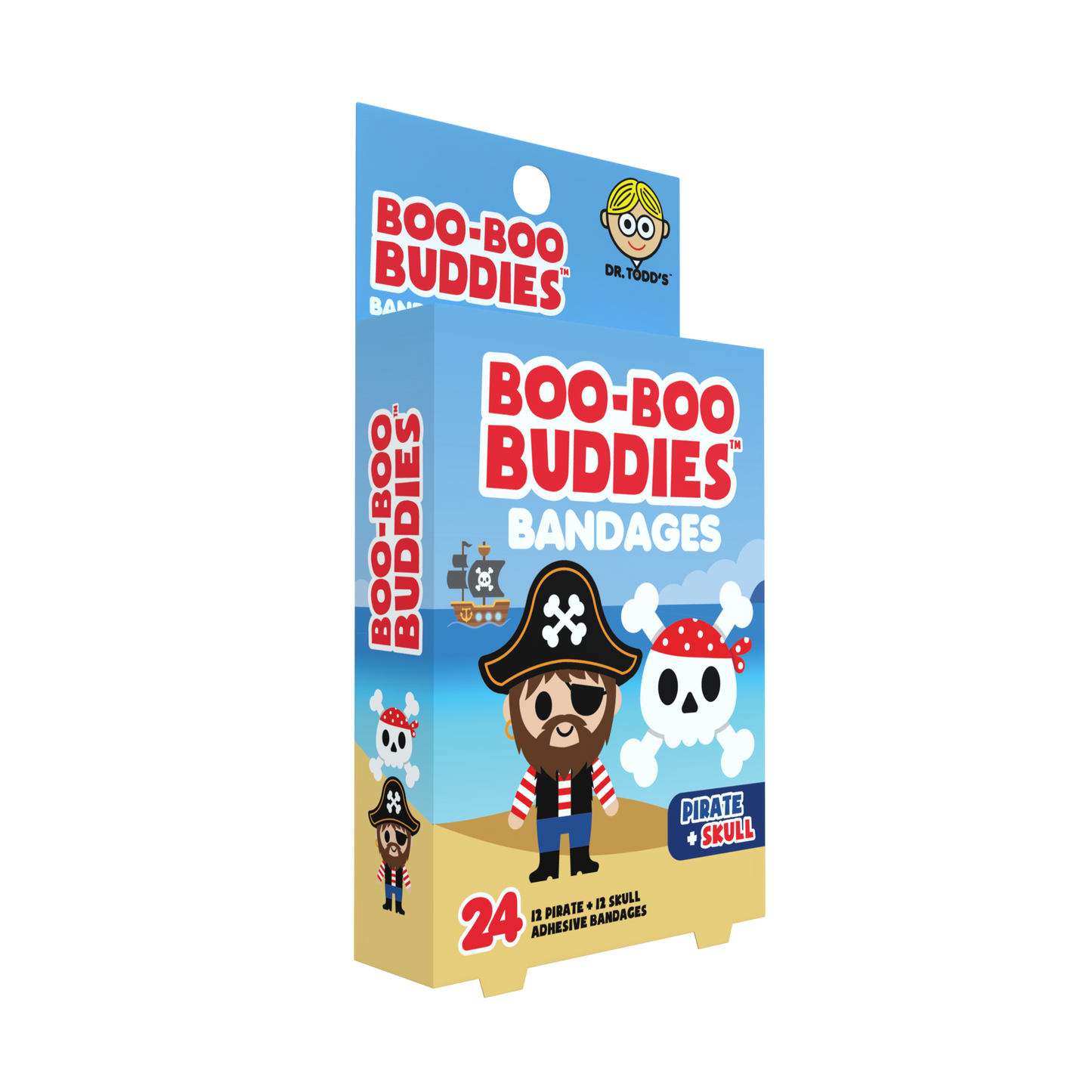 Kids Bandages – Pirate + Skull (24 Count, Latex-Free)