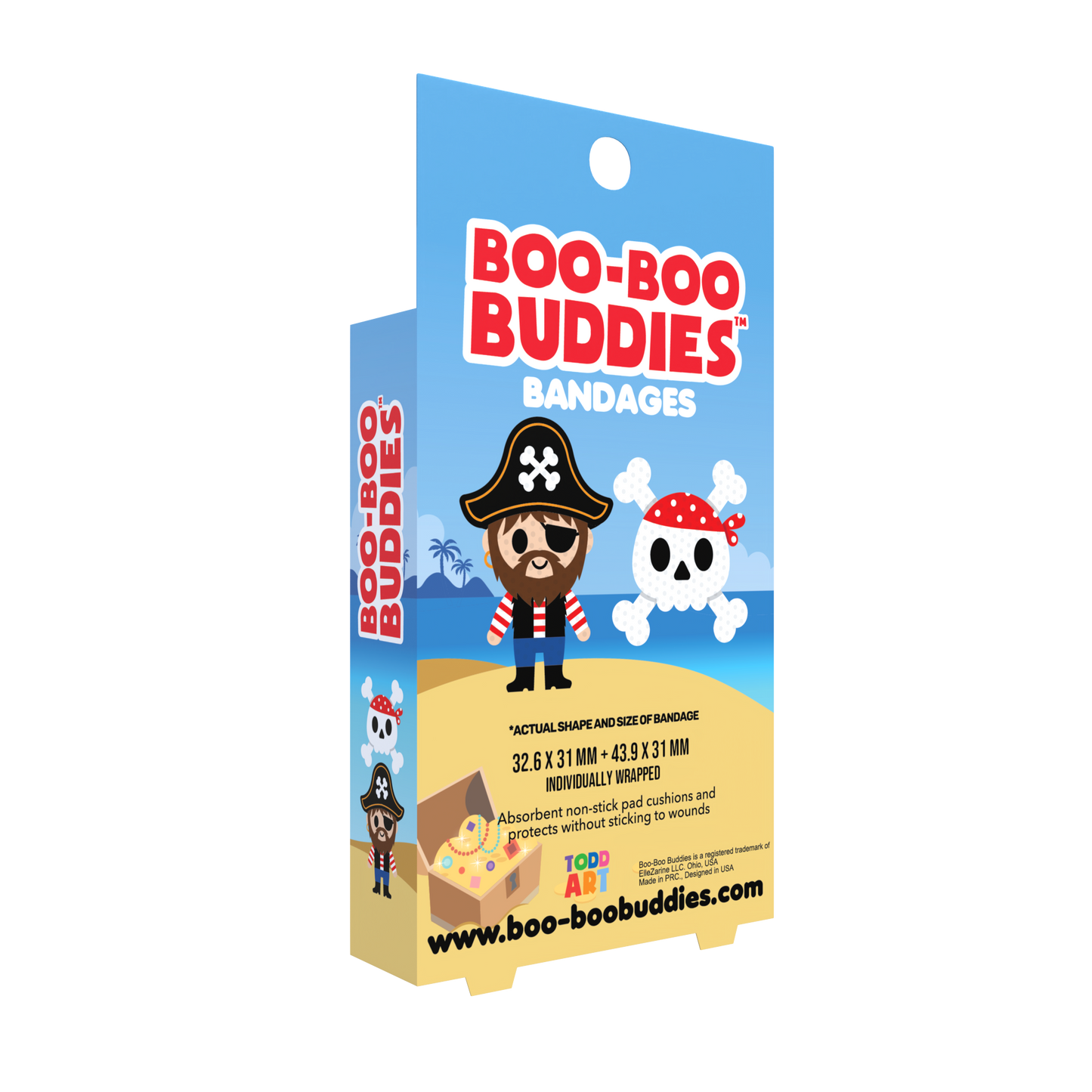 Kids Bandages – Pirate + Skull (24 Count, Latex-Free)