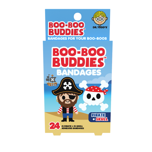 Kids Bandages – Pirate + Skull (24 Count, Latex-Free)