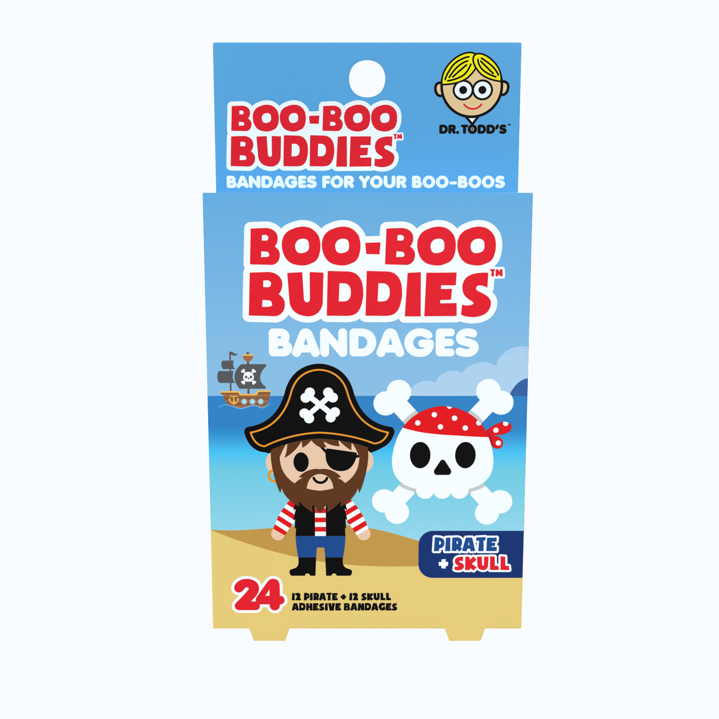 Kids Bandages – Pirate + Skull (24 Count, Latex-Free)