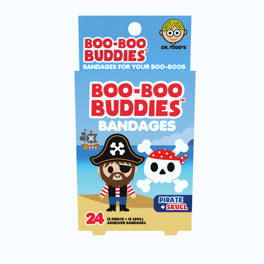 Kids Bandages – Pirate + Skull (24 Count, Latex-Free)