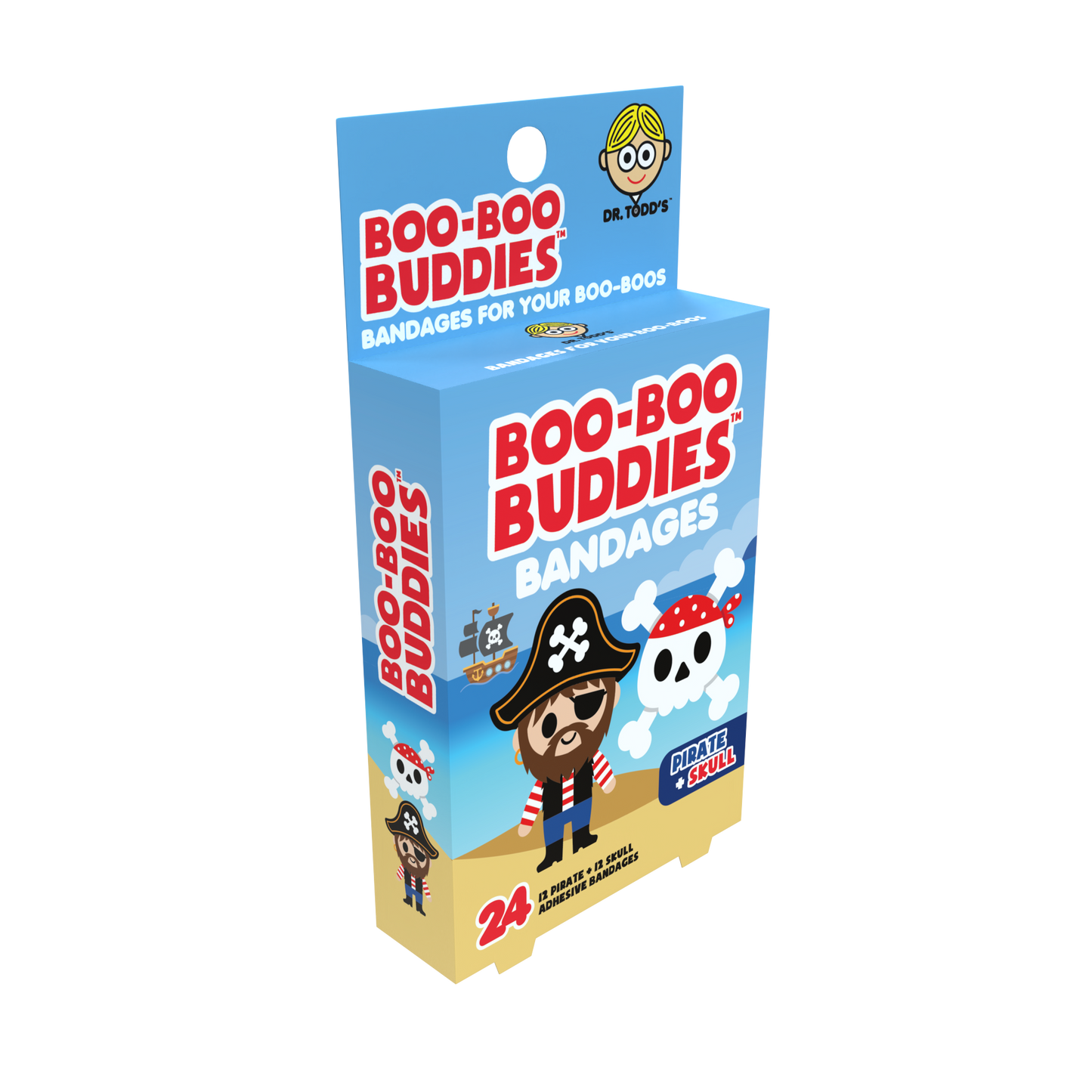 Kids Bandages – Pirate + Skull (24 Count, Latex-Free)