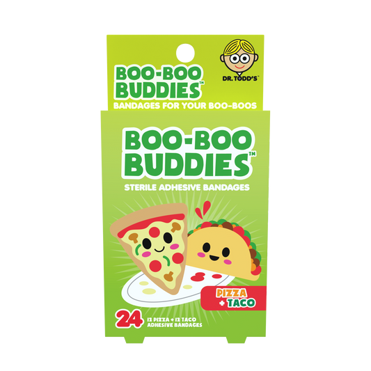 Kids Bandages – Pizza + Taco (24 Count, Latex-Free)