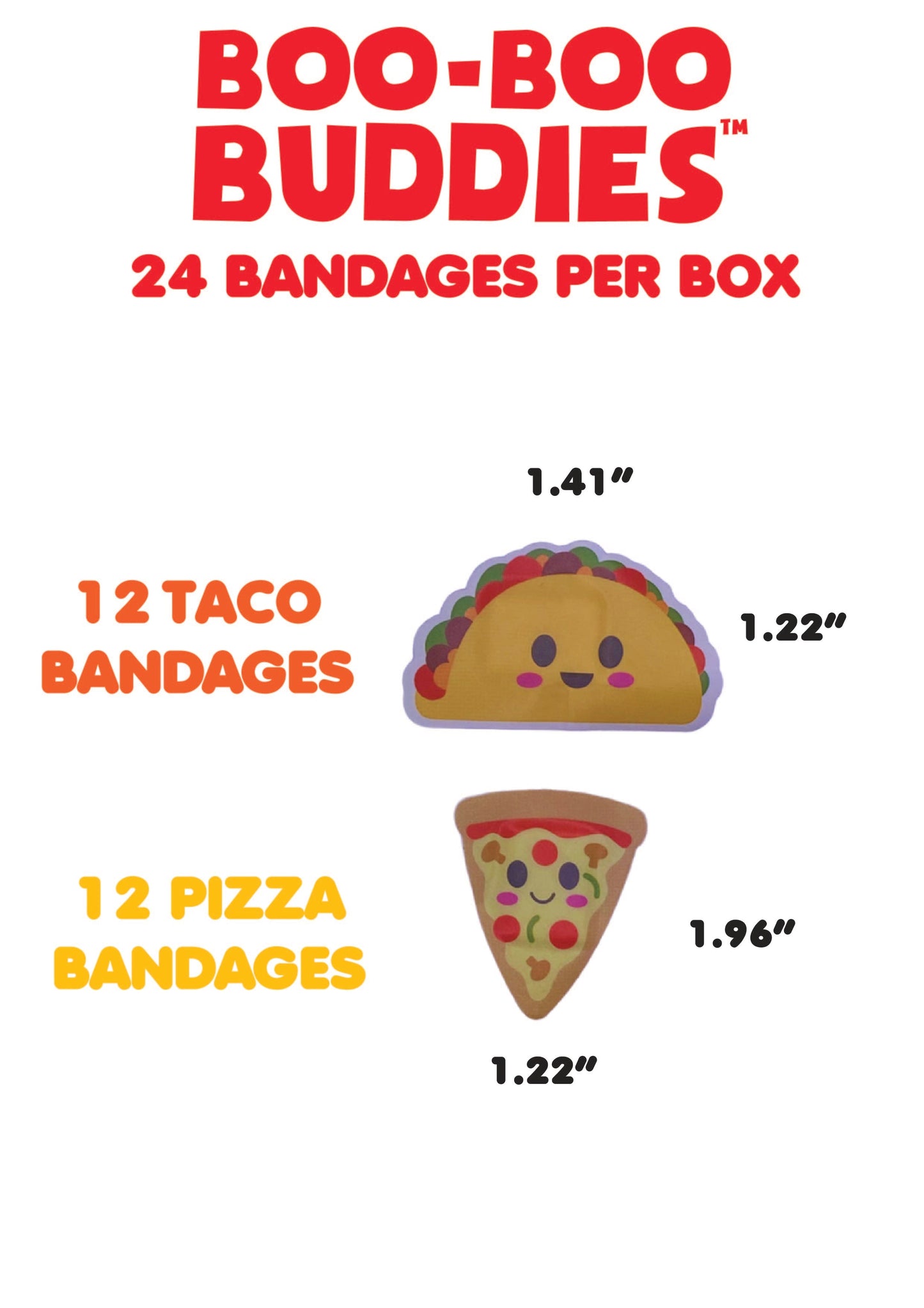 Kids Bandages – Pizza + Taco (24 Count, Latex-Free)