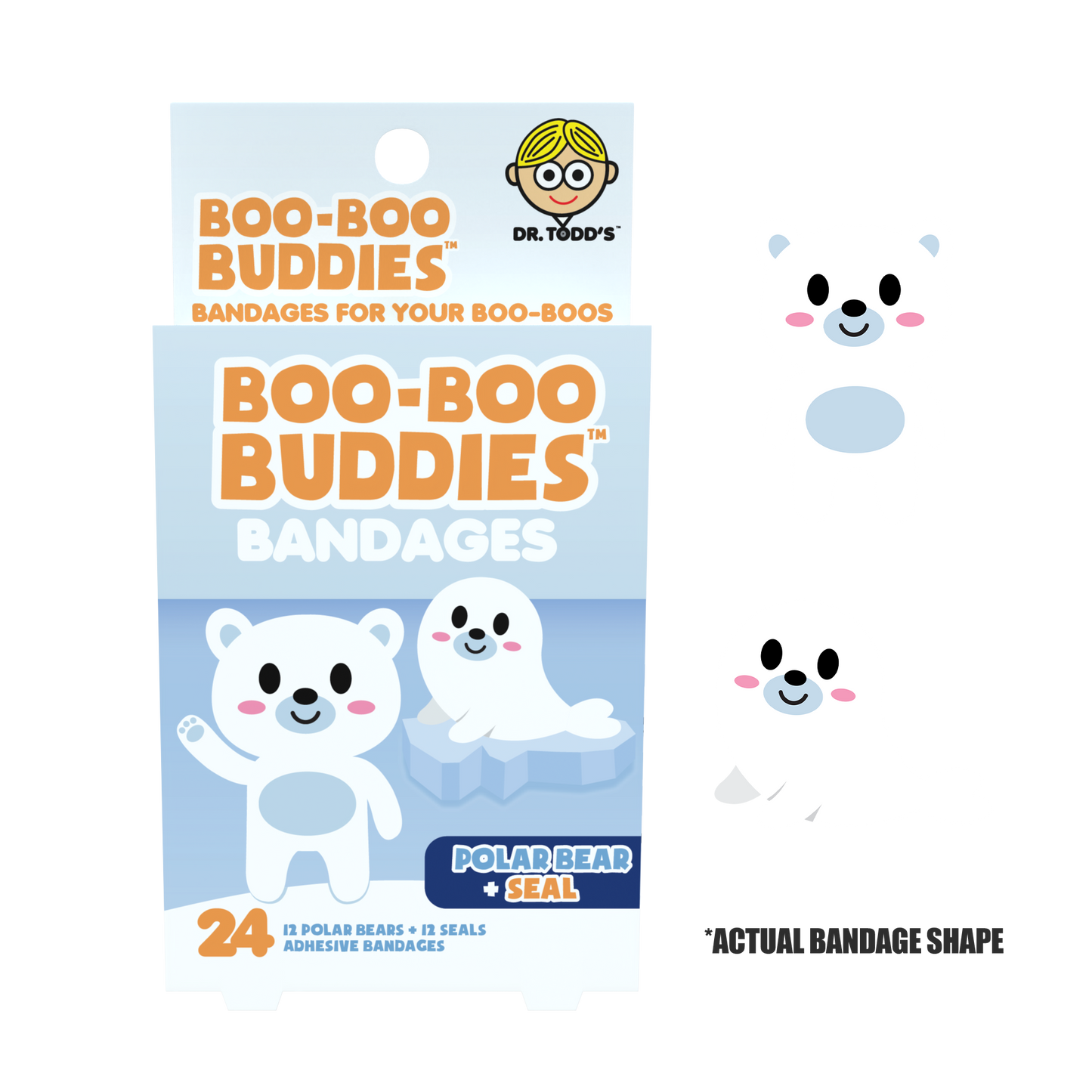 Kids Bandages – Polar Bear + Seal (24 Count, Latex-Free)