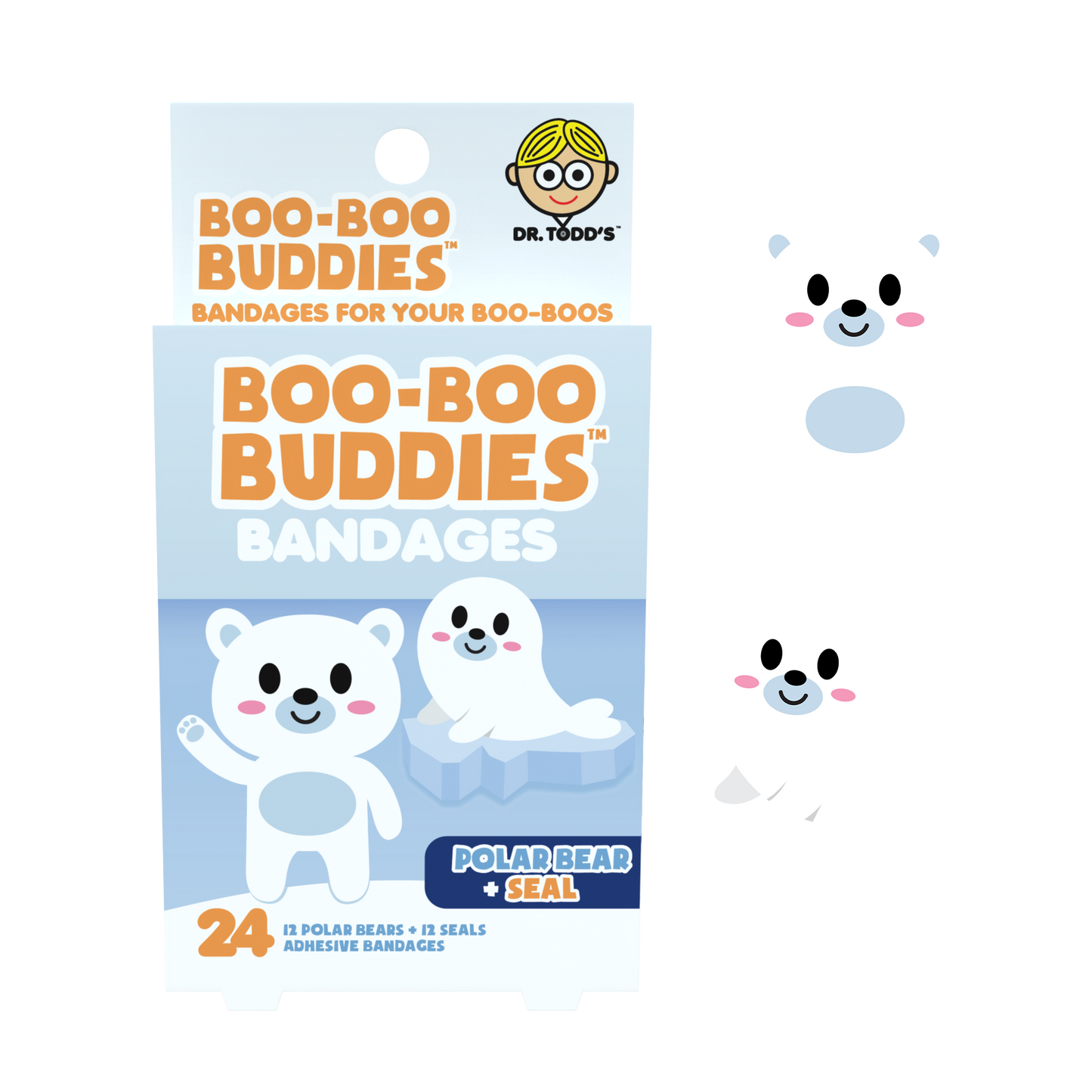 Kids Bandages – Polar Bear + Seal (24 Count, Latex-Free)