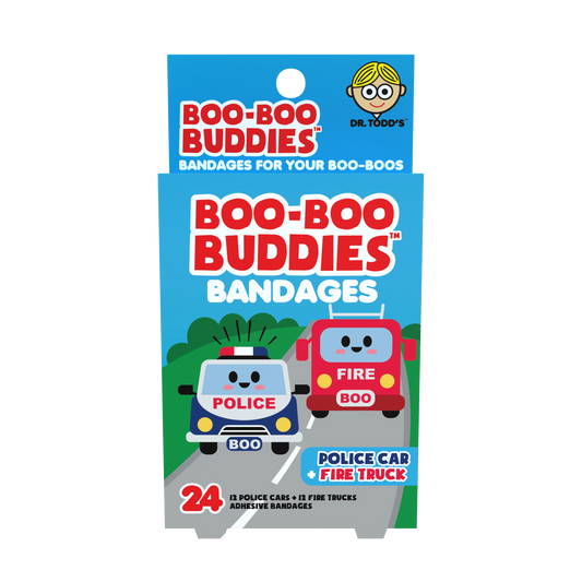 Kids Bandages – Police Car + Fire Truck (24 Count, Latex-Free)