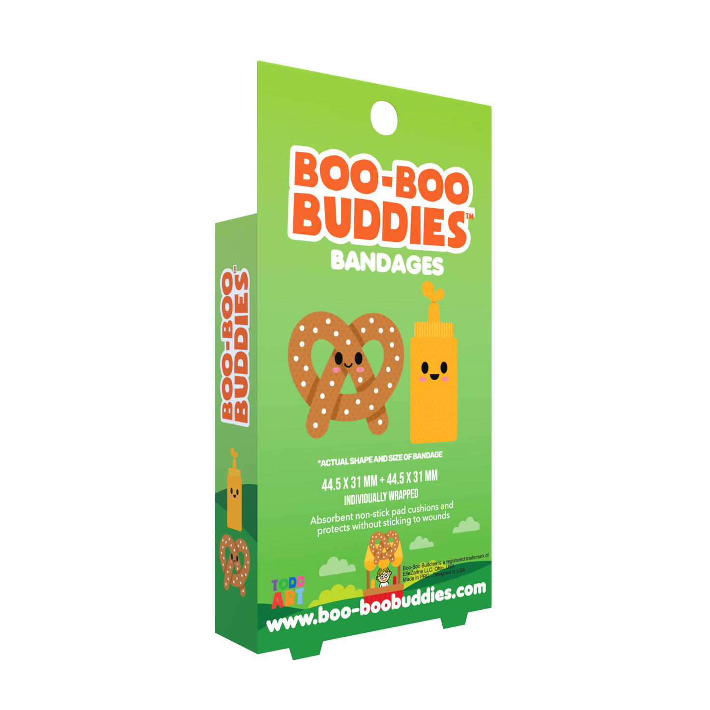 Kids Bandages – Pretzel + Mustard (24 Count, Latex-Free)