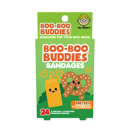 Kids Bandages – Pretzel + Mustard (24 Count, Latex-Free)