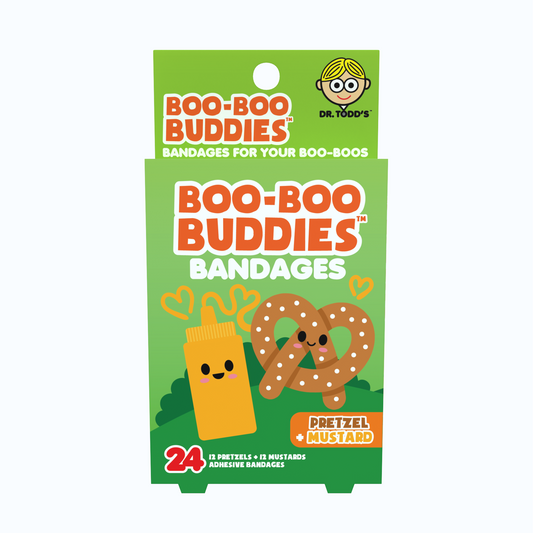 Kids Bandages – Pretzel + Mustard (24 Count, Latex-Free)