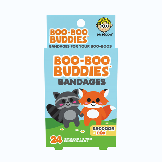 Kids Bandages – Raccoon + Fox (24 Count, Latex-Free)